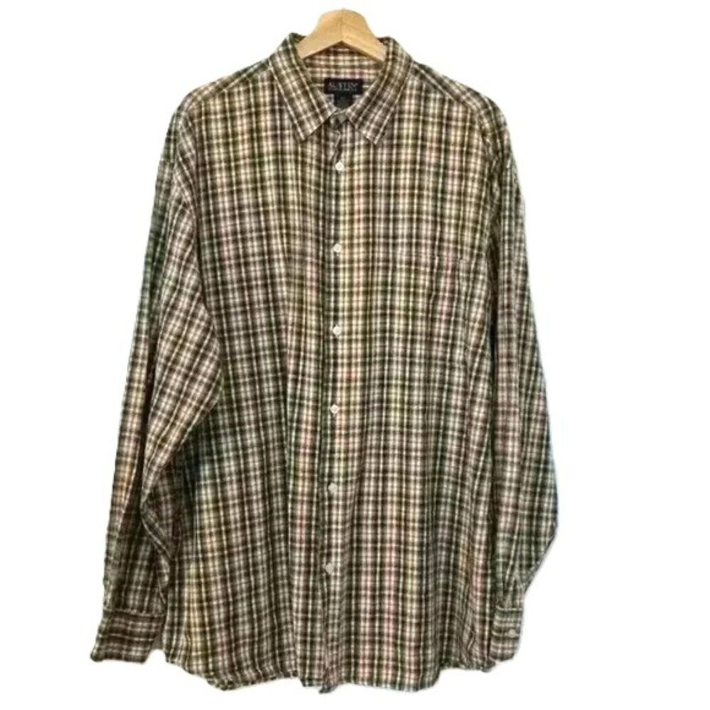 Austin Casual Mens Long Sleeve Plaid 100% Cotton Button Down Shirt Size XXL